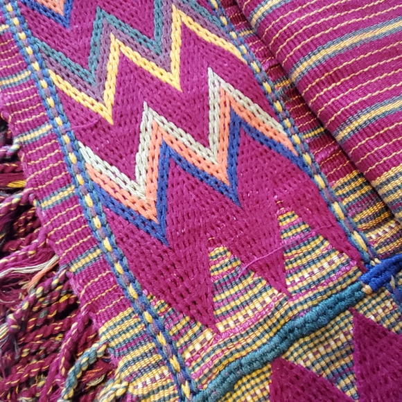 Vintage Handwoven Tribal Nigerian Kente Cloth Textile, Red Yellow Green - Picture 6 of 11